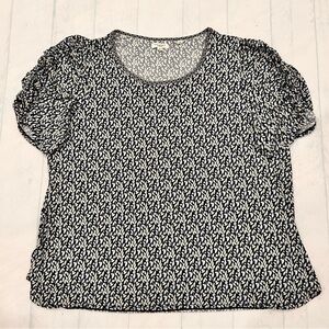 3X Max Studio London Black & White Short Sleeve Printed Top
